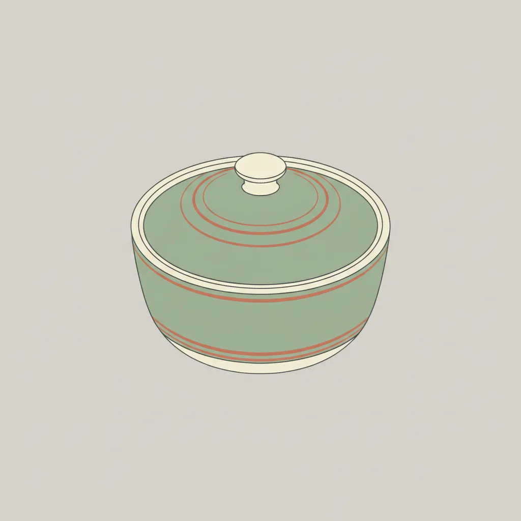 A single covered pot viewed from above on a pale grey background, flat vector illustration.