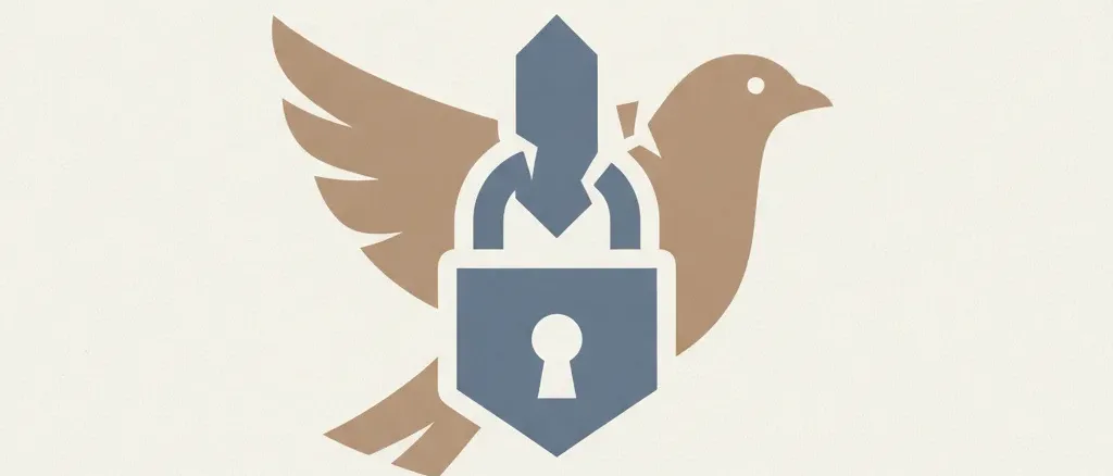 An abstract editorial symbol evoking "Death in ICE custody", muted two-tone palette, flat vector.