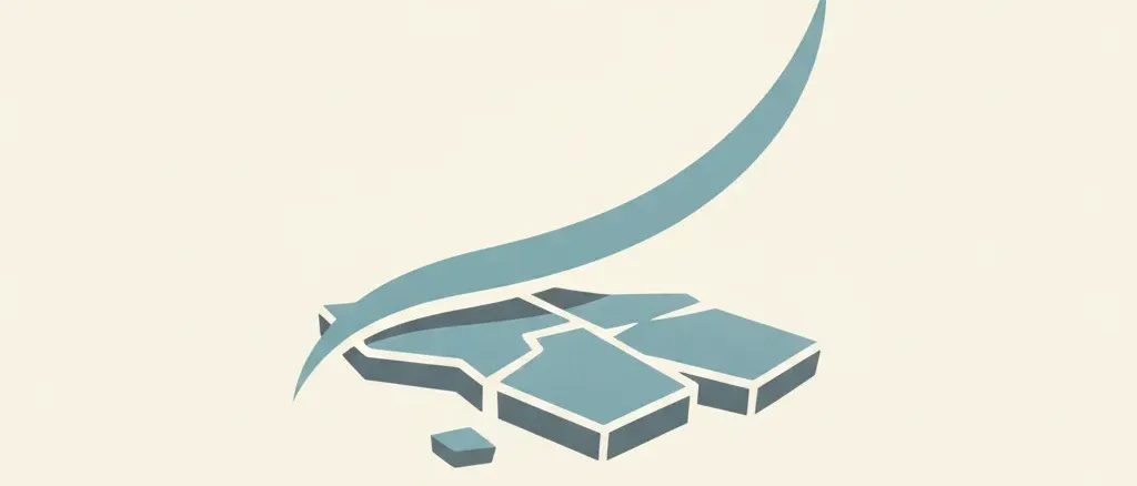 An abstract editorial symbol evoking "Skipping care over ICE fear", muted two-tone palette, flat vector.