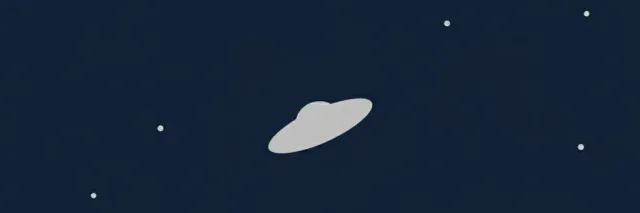 A small disc-shaped silhouette against a dark sky with scattered stars, flat vector illustration.