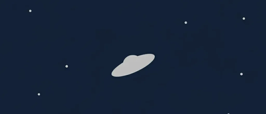 A small disc-shaped silhouette against a dark sky with scattered stars, flat vector illustration.